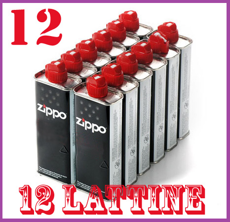 12 lattine benzina bianca Zippo original made in USA accendino