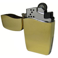 Zippo Blu Gas Modello Vertical Gold Fiamma Laser Blu